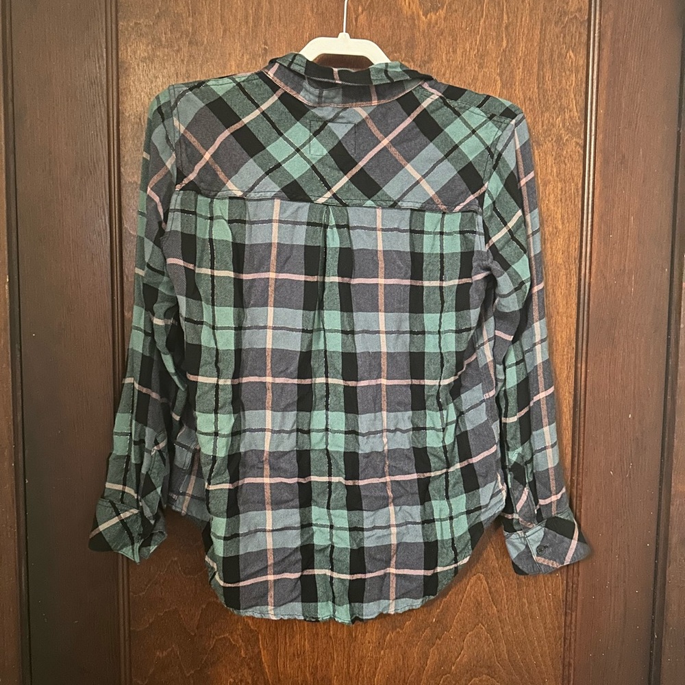 Rails Hunter Teal Plaid Button Down Top Size M - Picture 3 of 5